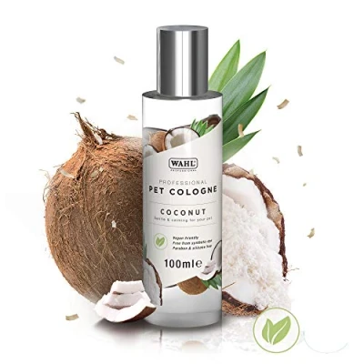Image of Wahl Dog Perfume Spray, Pets Cologne, Grooming At Home, Free of Sulphates, Parabens, Alcohol, Vegan Friendly, Deodorise and Rejuvenate Animal Skin Coat, Coconut Perfume, 100 ml