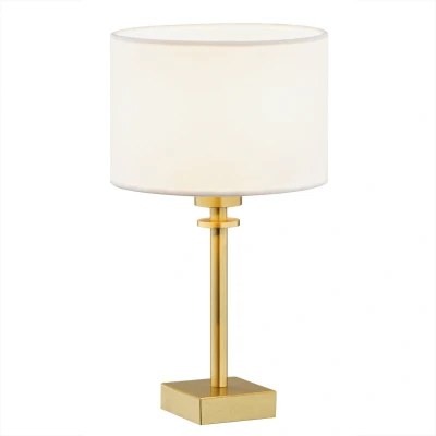 Image of Abbano Table Lamp With Round Shade White, Brushed Brass