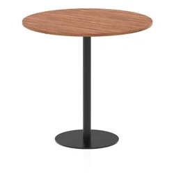Image of Italia 1200mm Poseur Round Table Walnut Top 1145mm High Black Leg