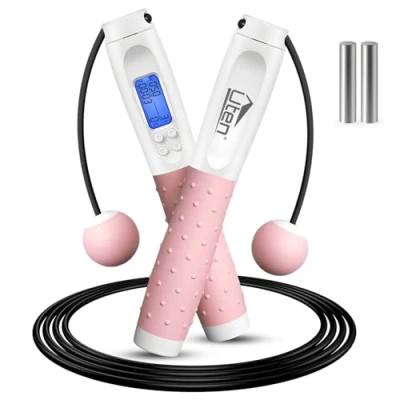 Image of Uten Skipping Rope Adult Fitness, Digital Jump with Counter for Women Men and Kids, Weighted Handles Silicone Workout Exercise Boxing Training
