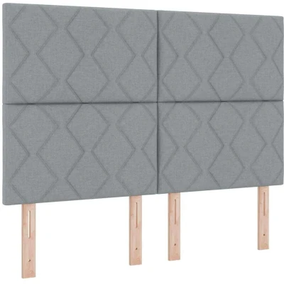 Image of Led Headboard Diamond Blocks Design Light Grey 160 cm Fabric Vidaxl