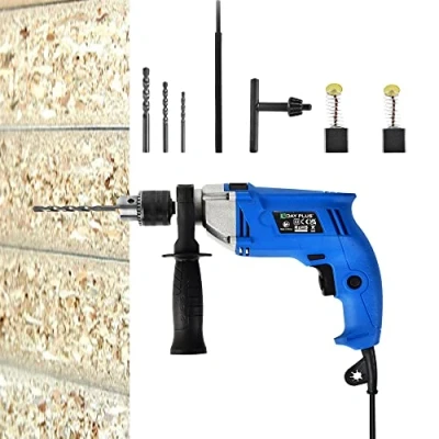 Image of Hammer Drill Impact Variable Speed 3000RPM Electric Corded Percussion 8Pcs Set with Case for Drilling Wood Steel Concrete Masonry Brick