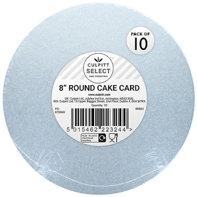 Image of Culpitt Select 8&quot; 3mm Round Cake Boards, Double Thick Cards For Celebration Cakes, Birthday Treats, Cupcakes, and More! 8 Inch, Pack Of 10