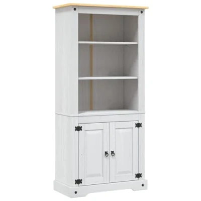 Image of vidaXL Cupboard Mexican Pine Corona Range Home Furniture Living Room Dining Hallway Storage Sideboard Bookcase Display Cabinet White