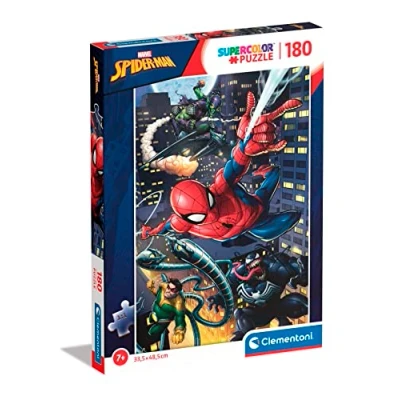 Image of Clementoni 29782 Supercolor Puzzle Marvel Spiderman 180 Pieces, Jigsaw For Kids Age 7, Cartoon, Made In Italy