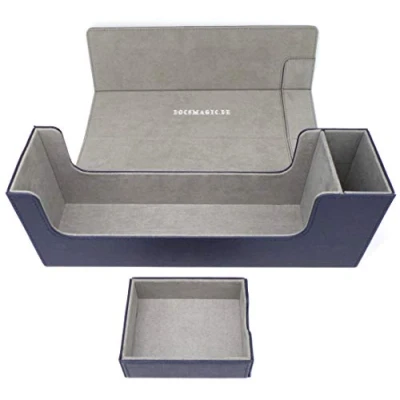 Image of docsmagic.de Premium Magnetic Tray Long Box Dark Blue Medium Card Deck Storage