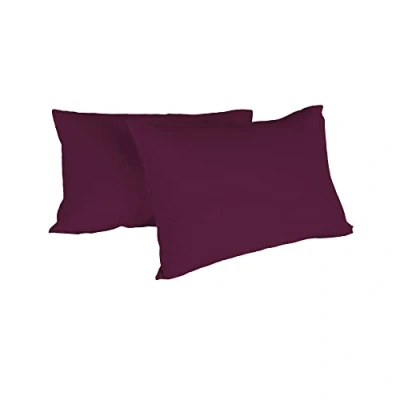 Image of Italian Bed Linen Max Couple of Plain Color Pillowcases, 100% Cotton, Plum, 52x82cm
