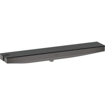 Image of Hansgrohe 26843340 Rainfinity Wall Outlet Porter 500 Shelf, Brushed Black Chrome, Shower Holder Left