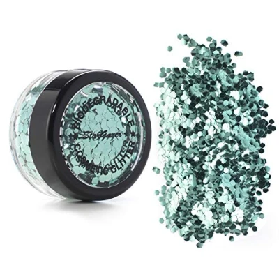 Image of Stargazer Biodegradable Chunky Glitter Shaker Turquoise. Festival Friendly Cosmetic