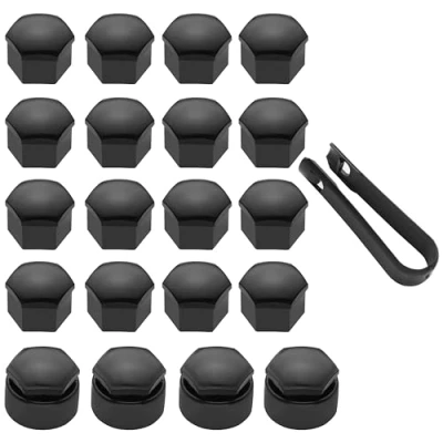 Image of LICQIC 17 mm wheel nut covers, 20 Pcs car caps (16 Standard Ones 4 Locking Ones), Universal bolt Covers with Removal Tool, Black