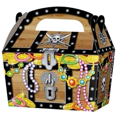 Image of 10 Pirate Chest Card Party Food or Treat Box Kids Lunch Picnic