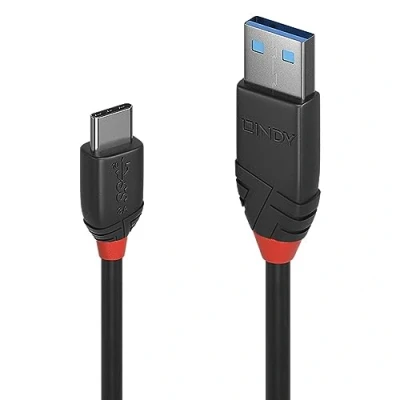 Image of LINDY 1.5m USB 3.2 Type A to C Cable, 10Gbps, Black Line