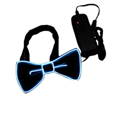 Image of Light Up Men&#039;s LED Suspenders Bow Tie Perfect for Music Festival Costume Party (Blue,Bow Tie)