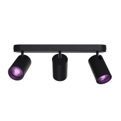 Image of CALEX Smart LED Ceiling Light Bar, 3 Spot, Rotatable Way Spotlight, GU10 Bulb, App Controlled, Compatible with Amazon Alexa, Oval, Black