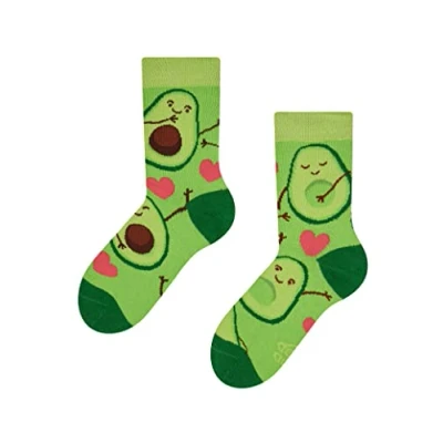 Image of Dedoles Unisex Socks for Women, Men &amp; Kids Cotton Funny Designs Football Bicycle Horses Plants Firefighter Gift Mismatched, Design: Avocado Love, Colour: Green, Size: 6 8K UK