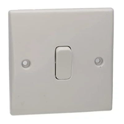 Image of kenable 1 Gang Way 10A Single Light Switch Rounded Faceplate White [1 (1 Way) Switch]