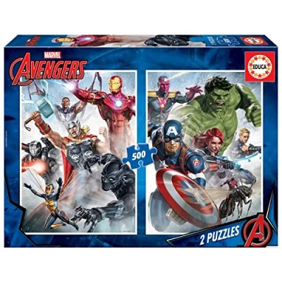 Image of Educa Borras 17994 Avengers Marvel 2 in 1 500 Piece Puzzles Set, Multicoloured, x piezas