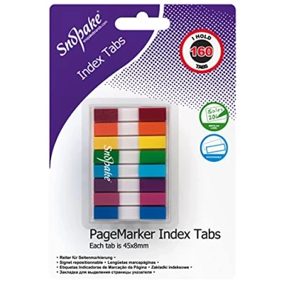 Image of Snopake Index Tab PageMarkers with Colour Coded Tips 45 x 8 mm 160 Tabs Assorted [Ref: 15845]