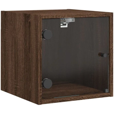 Image of vidaXL Bedside Cabinet with Glass Door Brown Oak 35x37x35 cm
