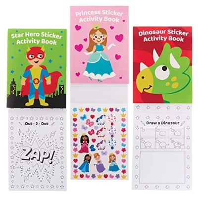Image of Baker Ross FX833 Sticker Activity Books Pack of 8, Book Party Bag Fillers for Kids