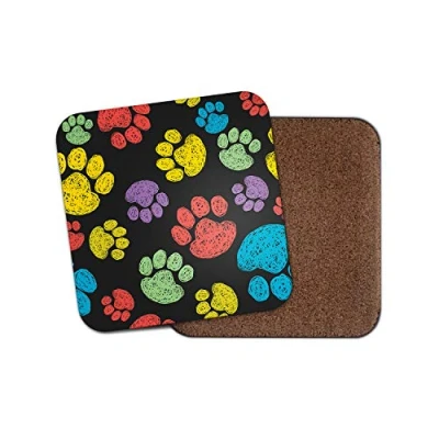 Image of 1 x Paw Prints Coaster Cat Dog Mum Vet Pet Shop Kids Cute Pretty #13122