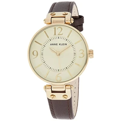 Image of ANNE KLEIN Womens Analogue Quartz Watch with Leather Strap 10/9168IVBN