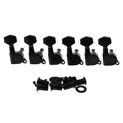 Image of Black 6 Inline Tuning Keys Guitar Tuners Machine Heads for Strat Tele