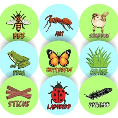 Image of 144 Outdoor Scavenger Adventure Camping Stickers 30mm Glossy Reward for Scouts Forest School