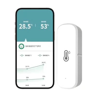 Image of 1Pc WiFi Tuya Hygrometer Thermometer Sensor, Indoor Outdoor Wireless Temperature Humidity Sensor Monitor with Smart Alerts, High Precision No Hub Required, Work Alexa (1)