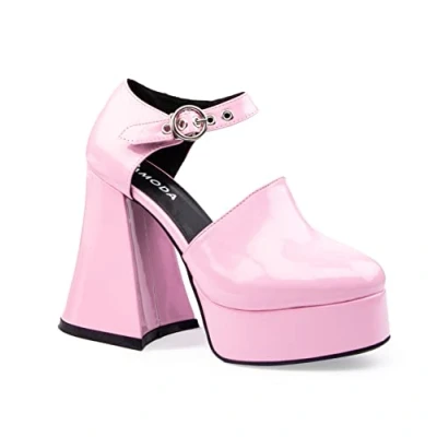Image of LAMODA Women&#039;s One in a Million Court Shoe, Pink Patent, 7 UK