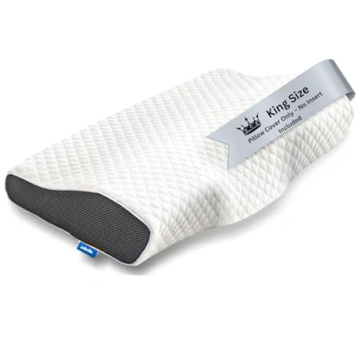 Image of Derila Memory Foam King Size Pillow Case designed to keep your for snoring relief covered and protected with this crisp, clean, white pillowcase made from premium materials.