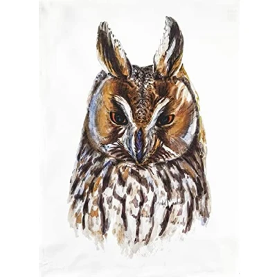 Image of Half a Donkey Portrait of an Owl Large Cotton Tea Towel