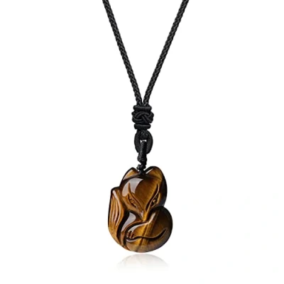 Image of COAI Men’s Women’s Tiger Eyes Stone Fox Pendant Necklace