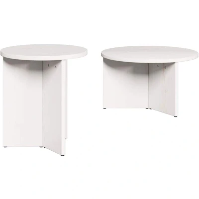 Image of vidaXL Coffee Table Set 2 pcs White Solid pine wood