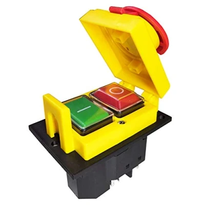 Image of DKLD DZ05 Waterproof Electromagnetic Pushbutton Switches Three Phase 400V 10A 7Pins Magnetic Switch with Emergency Stop Cover