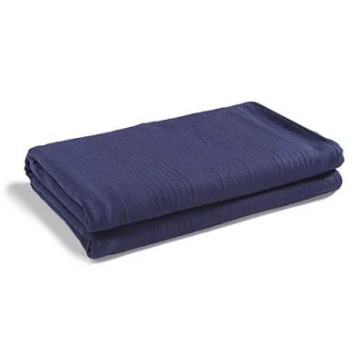 Image of EHC Classic Rib Cotton Throw, Sofa Bed Throw Bedspread 150cm x 200cm (60&quot; 80&quot;) Fits most 2 seater Sofas Settee Arm Chair &amp; Single Navy Blue