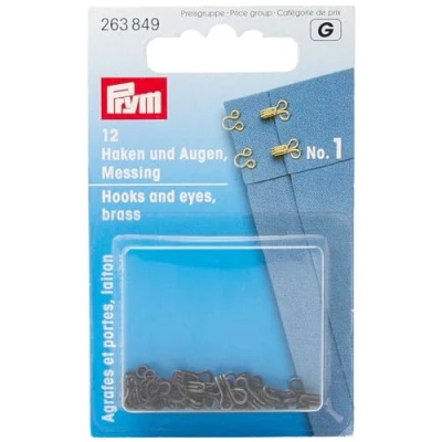 Image of Prym Hooks and Eyes Brass 1 Black