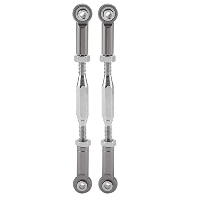 Image of RC Truck Steering Rods, 2 Pcs Aluminium Alloy Linkage Rods Compatible with Traxxas Slash 1/10 Scale Remote Control Car Spare Part Accessory (Titanium Grey)