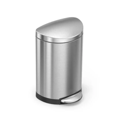 Image of simplehuman CW1833 10L Semi Round Pedal Bin, Small Bin for Bathroom Bedroom Office, Strong Steel Pedal, Silent Soft Close Lid, Inner Bucket, Non Skid Base, Fingerprint Proof, Brushed Stainless