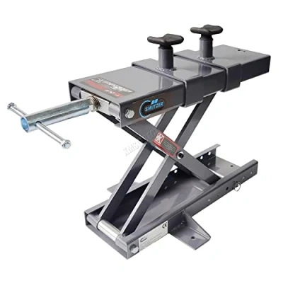 Image of SwitZer 500KG 1100LBS Motorcycle Repairing Jack Lift Tool High Loading Lifting Capacity Scissor Vehicle Stand Adjustable Workstation Motorbike ATV Lifter 45X15cm Large Platform