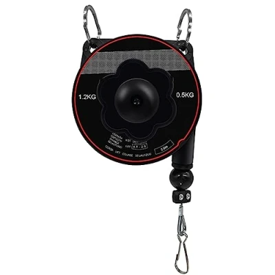 Image of Spring Balancer, Retractable Tool Stand 2m Long Balancer with Hook and Wire Rope Adjustable Retractor Suspension Holding Equipment Black for Assembly Lines (Size : 1.2 0.5kg)
