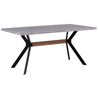 Image of Industrial Modern Dining Table Concrete Effect MDF Tabletop 160 x 90 cm Benson