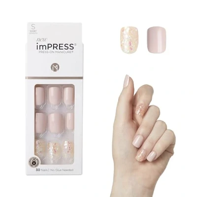Image of KISS imPRESS Press On Manicure, Dorothy, Short Length Square, with PureFit Technology, Includes Prep Pad, Mini File, Cuticle Stick, and 30 Fake Nails
