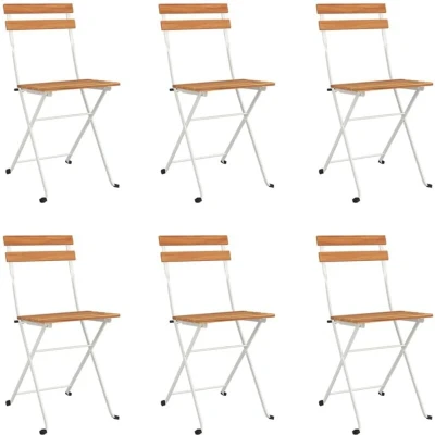 Image of vidaXL Folding Bistro Chairs 6 pcs Solid Wood Acacia and Steel