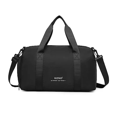 Image of Kono Ryanair 40x20x25 Cabin Bags Waterproof Carry on Holdall Bag with Shoulder Strap Hand Luggage Easyjet Flight Shoe Pouch (Black)