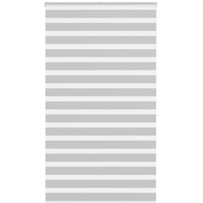 Image of vidaXL Zebra Blind Light Grey 135x200 cm Fabric Width 130.9 Polyester
