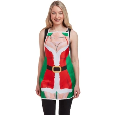 Image of Quickdraw His &amp; Hers Naughty Christmas Apron Adults Novelty Funny Couples Chef Gift for Men Women (Woman)