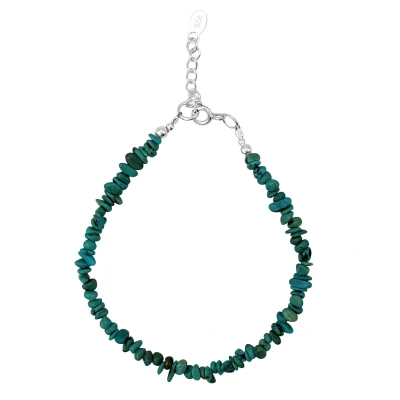 Image of 81stgeneration Women&#039;s 925 Sterling Silver Turquoise Chip Gemstone Beaded Bracelet, 7 + 1&quot;