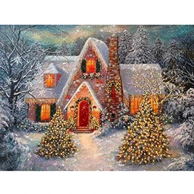Image of LUUFAN 5D Diamond Painting Kit, Full Drill Arts Craft Canvas Supply for Home Wall Decor Adults and Kids (40x30cm) (Christmas Snow Scene)
