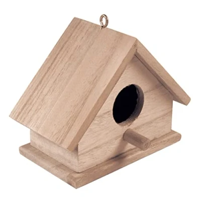 Image of Rayher Hobby Decorative Birdhouse for Crafts, Natural Wood Nesting Box Decorating and Crafting, 13.5x7.5x10cm, 62414000